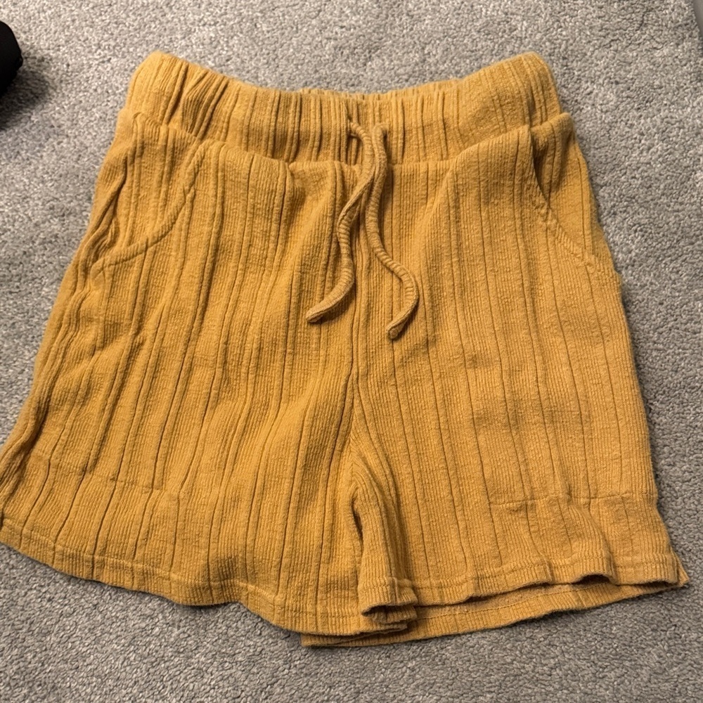 Free People Women's Mustard Knit Shorts